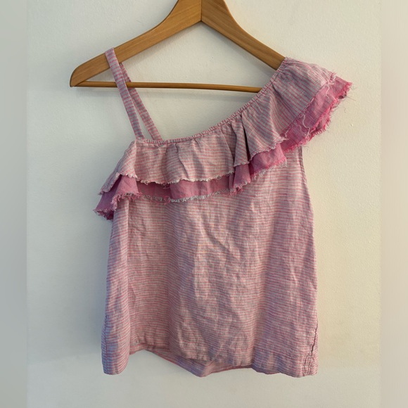 Anthropologie Holding Horses 100% Linen Ruffled One Shoulder Tank Top, Size XS - Picture 6 of 7